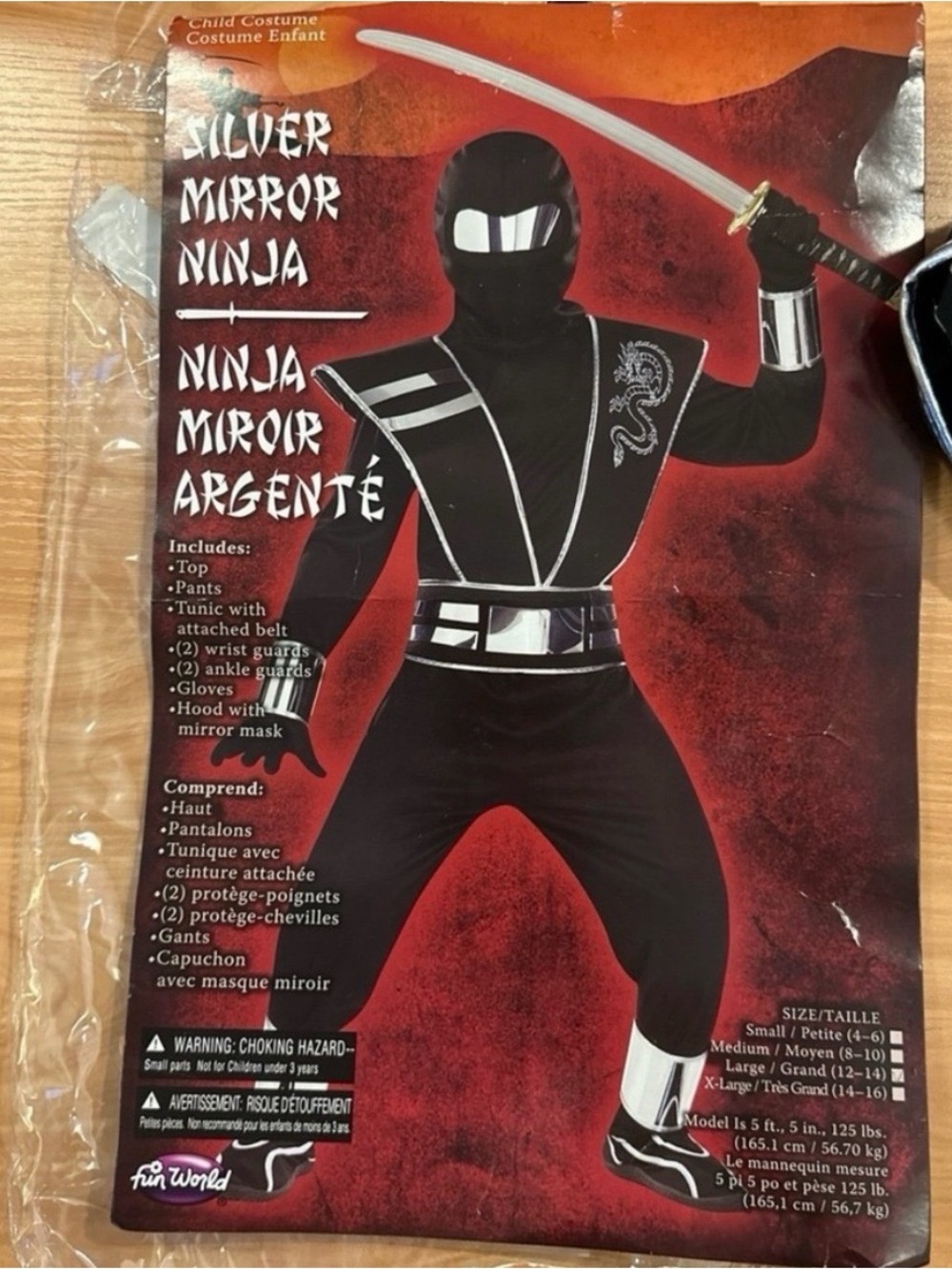 Silver Mirror Ninja Kids Costume - Black & Silver